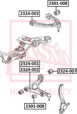 ASVA 2301-008 - Сайлентблок, рычаг подвески колеса unicars.by