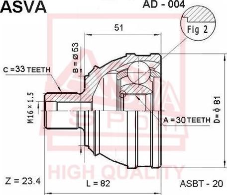 ASVA AD-004 - Шарнирный комплект, ШРУС, приводной вал unicars.by