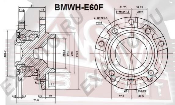 ASVA BMWH-E60F - Ступица колеса, поворотный кулак unicars.by