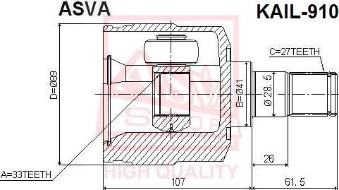 ASVA KAIL-910 - Шарнирный комплект, ШРУС, приводной вал unicars.by