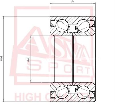 ASVA DAC40740036 - Подшипник ступицы колеса unicars.by