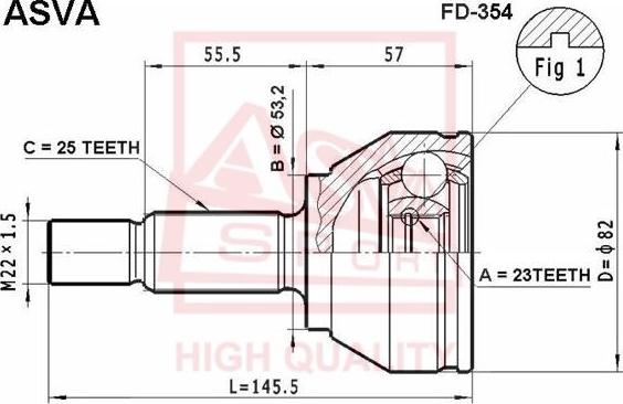 ASVA FD-354 - Шарнирный комплект, ШРУС, приводной вал unicars.by