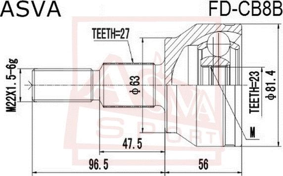 ASVA FD-CB8B - Шарнирный комплект, ШРУС, приводной вал unicars.by