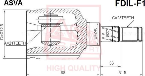 ASVA FDIL-F1 - Шарнирный комплект, ШРУС, приводной вал unicars.by