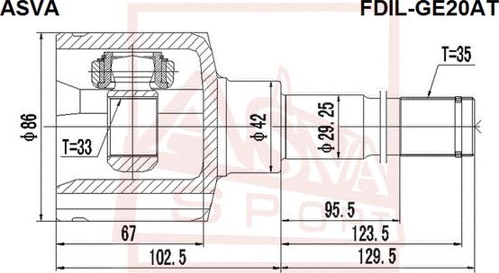 ASVA FDIL-GE20AT - Шарнирный комплект, ШРУС, приводной вал unicars.by