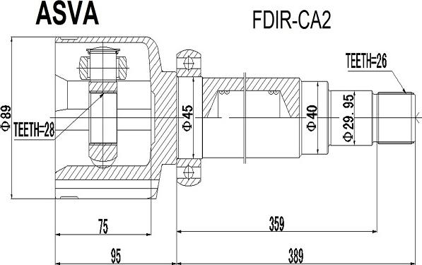 ASVA FDIR-CA2 - Шарнирный комплект, ШРУС, приводной вал unicars.by