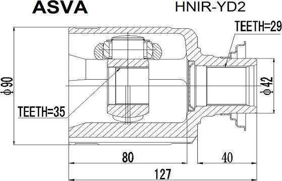 ASVA HNIR-YD2 - Шарнирный комплект, ШРУС, приводной вал unicars.by