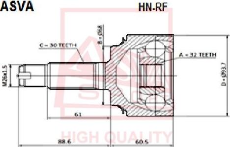 ASVA HN-RF - Шарнирный комплект, ШРУС, приводной вал unicars.by