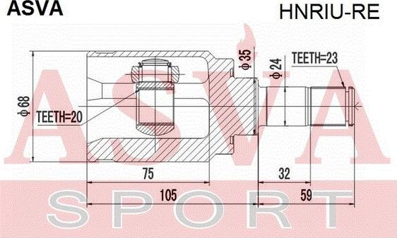 ASVA HNRIU-RE - Шарнирный комплект, ШРУС, приводной вал unicars.by