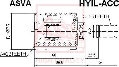 ASVA HYIL-ACC - Шарнирный комплект, ШРУС, приводной вал unicars.by