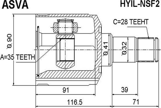 ASVA HYIL-NSF2 - Шарнирный комплект, ШРУС, приводной вал unicars.by