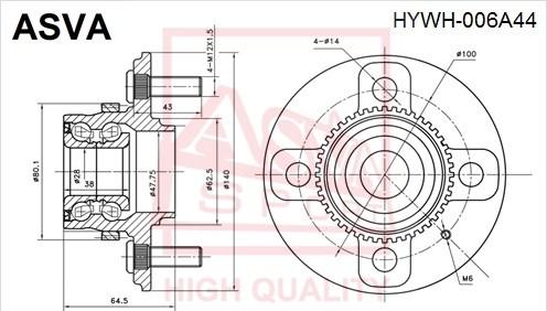 ASVA HYWH-006A44 - Ступица колеса, поворотный кулак unicars.by