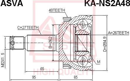 ASVA KA-NS2A48 - Шарнирный комплект, ШРУС, приводной вал unicars.by