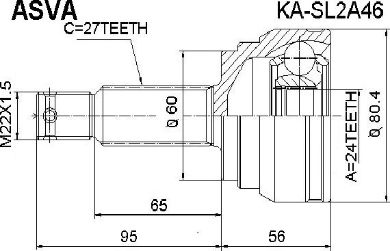 ASVA KA-SL2A46 - Шарнирный комплект, ШРУС, приводной вал unicars.by