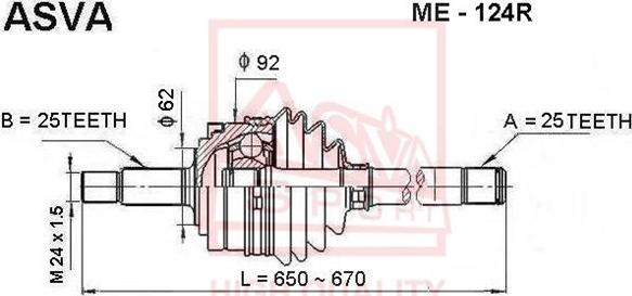 ASVA ME-124R - Шарнирный комплект, ШРУС, приводной вал unicars.by