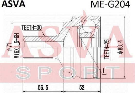 ASVA ME-G204 - Шарнирный комплект, ШРУС, приводной вал unicars.by