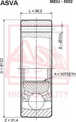 ASVA MEIU-5002 - Шарнирный комплект, ШРУС, приводной вал unicars.by