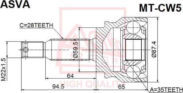 ASVA MT-CW5 - Шарнирный комплект, ШРУС, приводной вал unicars.by