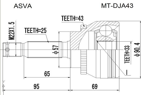 ASVA MT-DJA43 - Шарнирный комплект, ШРУС, приводной вал unicars.by