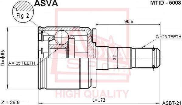 ASVA MTID-5003 - Шарнирный комплект, ШРУС, приводной вал unicars.by