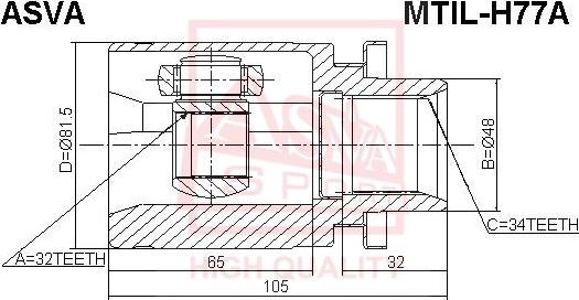 ASVA MTIL-H77A - Шарнирный комплект, ШРУС, приводной вал unicars.by