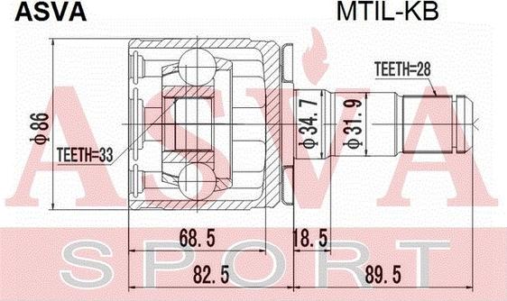 ASVA MTIL-KB - Шарнирный комплект, ШРУС, приводной вал unicars.by