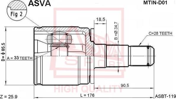 ASVA MTIN-D01 - Шарнирный комплект, ШРУС, приводной вал unicars.by