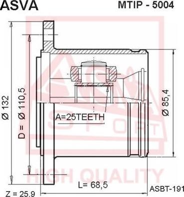 ASVA MTIP-5004 - Шарнирный комплект, ШРУС, приводной вал unicars.by