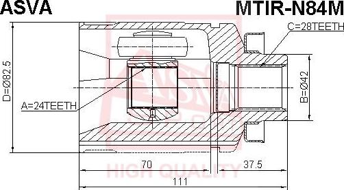 ASVA MTIR-N84M - Шарнирный комплект, ШРУС, приводной вал unicars.by