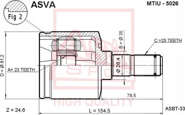 ASVA MTIU-5026 - Шарнирный комплект, ШРУС, приводной вал unicars.by