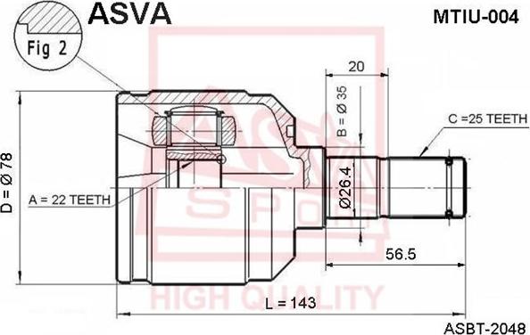 ASVA MTIU-004 - Шарнирный комплект, ШРУС, приводной вал unicars.by