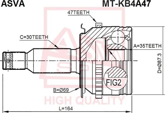 ASVA MT-KB4A47 - Шарнирный комплект, ШРУС, приводной вал unicars.by