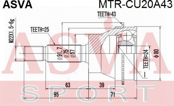 ASVA MTR-CU20A43 - Шарнирный комплект, ШРУС, приводной вал unicars.by