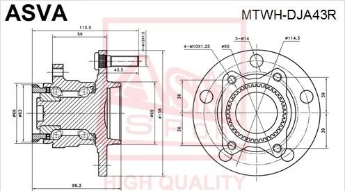 ASVA MTWH-DJA43R - Ступица колеса, поворотный кулак unicars.by