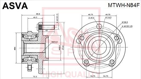 ASVA MTWH-N84F - Ступица колеса, поворотный кулак unicars.by