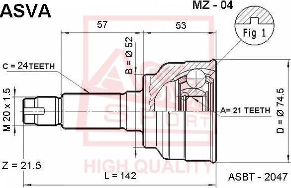 ASVA MZ-04 - Шарнирный комплект, ШРУС, приводной вал unicars.by