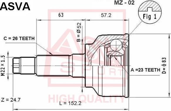 ASVA MZ-02 - Шарнирный комплект, ШРУС, приводной вал unicars.by