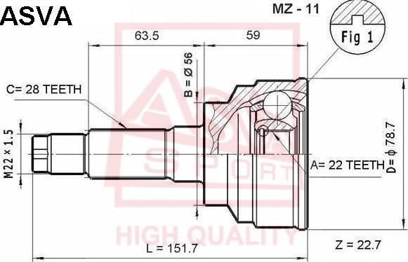 ASVA MZ-11 - Шарнирный комплект, ШРУС, приводной вал unicars.by