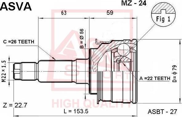 ASVA MZ-24 - Шарнирный комплект, ШРУС, приводной вал unicars.by