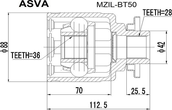 ASVA MZIL-BT50 - Шарнирный комплект, ШРУС, приводной вал unicars.by