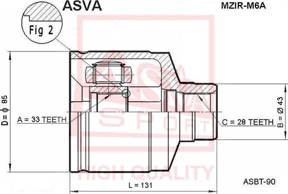 ASVA MZIR-M6A - Шарнирный комплект, ШРУС, приводной вал unicars.by