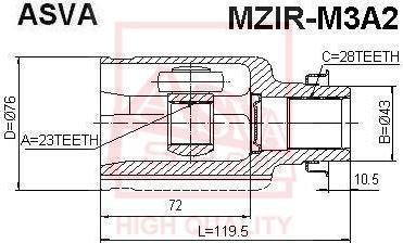 ASVA MZIR-M3A2 - Шарнирный комплект, ШРУС, приводной вал unicars.by