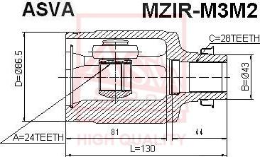 ASVA MZIR-M3M2 - Шарнирный комплект, ШРУС, приводной вал unicars.by