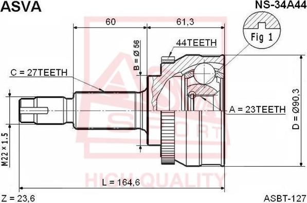 ASVA NS-34A44 - Шарнирный комплект, ШРУС, приводной вал unicars.by