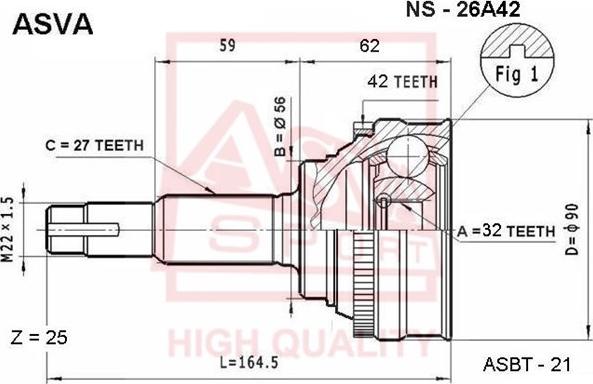 ASVA NS-26A42 - Шарнирный комплект, ШРУС, приводной вал unicars.by