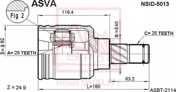 ASVA NSID-5013 - Шарнирный комплект, ШРУС, приводной вал unicars.by