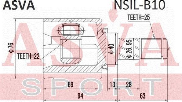 ASVA NSIL-B10 - Шарнирный комплект, ШРУС, приводной вал unicars.by