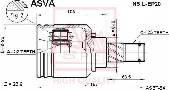 ASVA NSIL-EP20 - Шарнирный комплект, ШРУС, приводной вал unicars.by