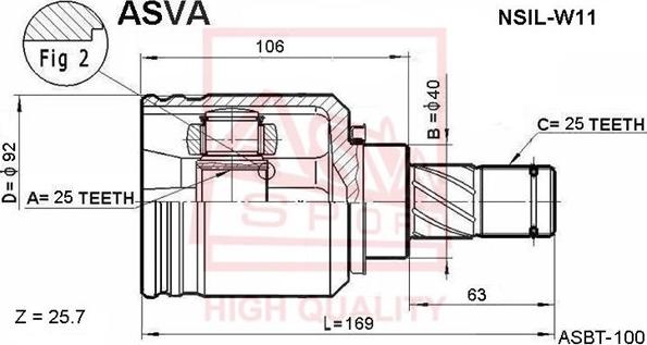 ASVA NSIL-W11 - Шарнирный комплект, ШРУС, приводной вал unicars.by