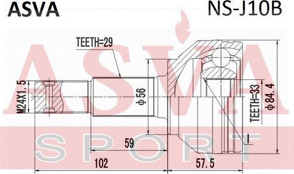 ASVA NS-J10B - Шарнирный комплект, ШРУС, приводной вал unicars.by